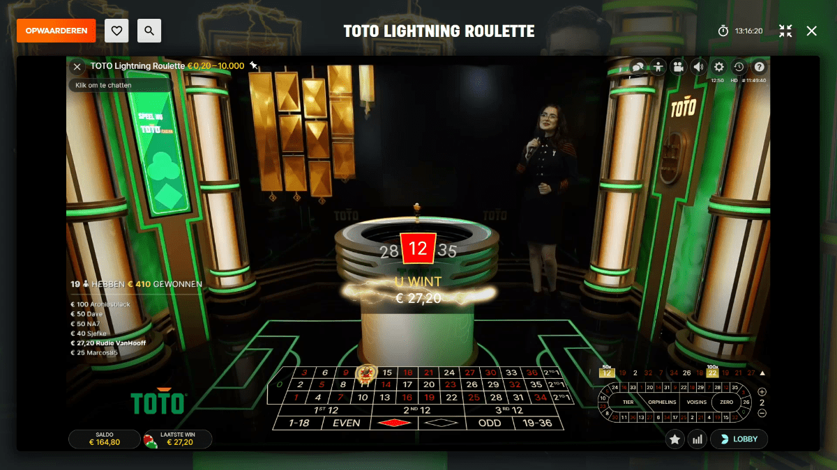 Toto Lightning Roulette Juego